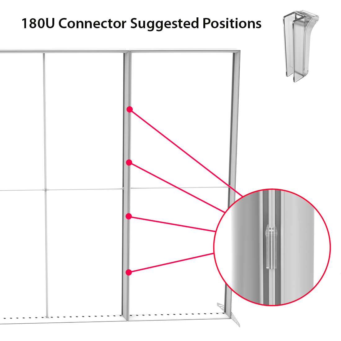 Lightbox مستقيم 180 درجة موصل U 